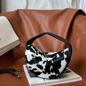 Pony leather Unique Mini Animal Print Handbag with Strap